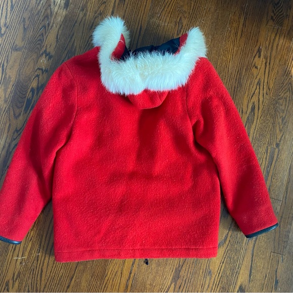 Vintage James Bay Pure Virgin Wool Red Coat with Real Fur Collar Size M - Picture 11 of 14